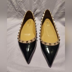 Valentino Garavani Black Studded Ballet Flats - Size 39.5